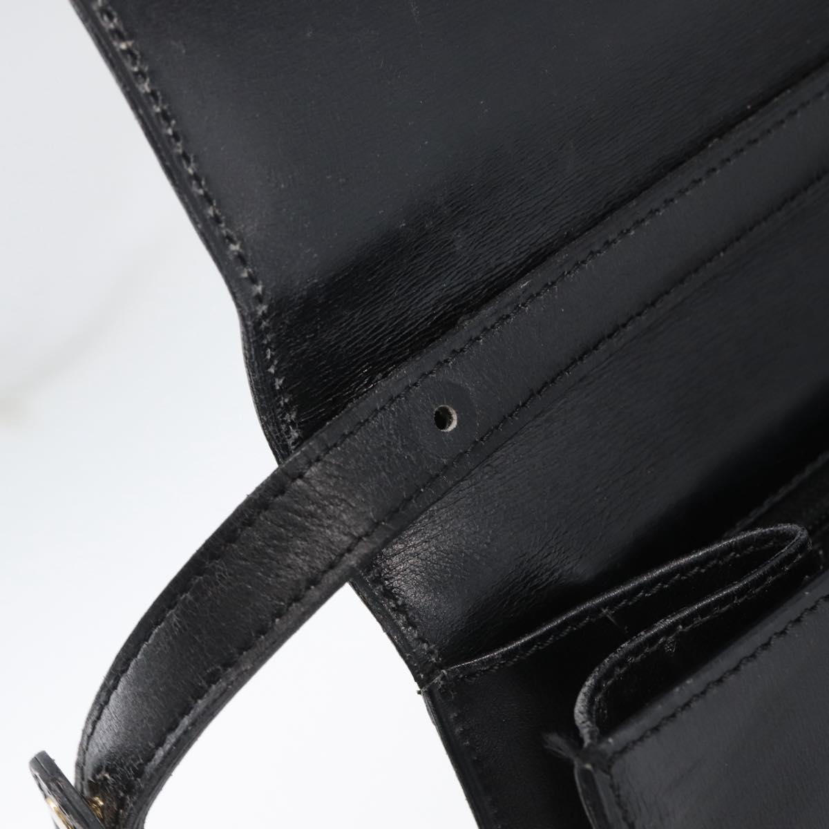 Christian Dior Shoulder Bag Leather Black Gold Auth bs33572