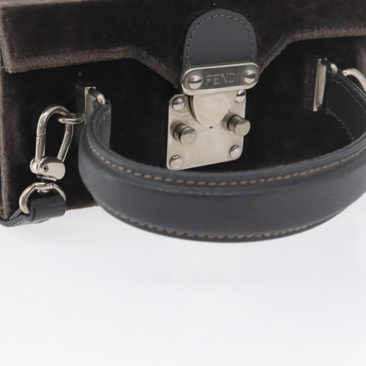 FENDI Shoulder Bag Velor Gray Silver Auth bs33575