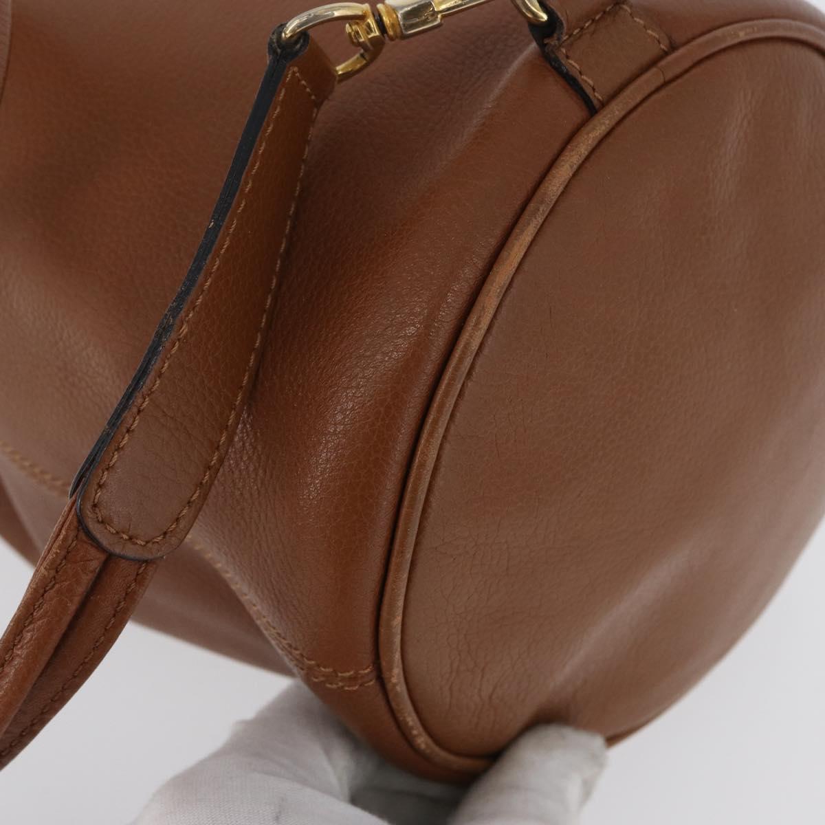 CELINE Body Bag Leather Brown Gold Auth bs33578