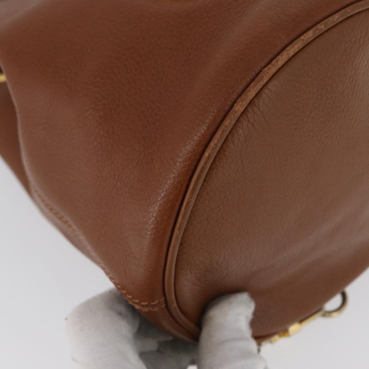 CELINE Body Bag Leather Brown Gold Auth bs33578