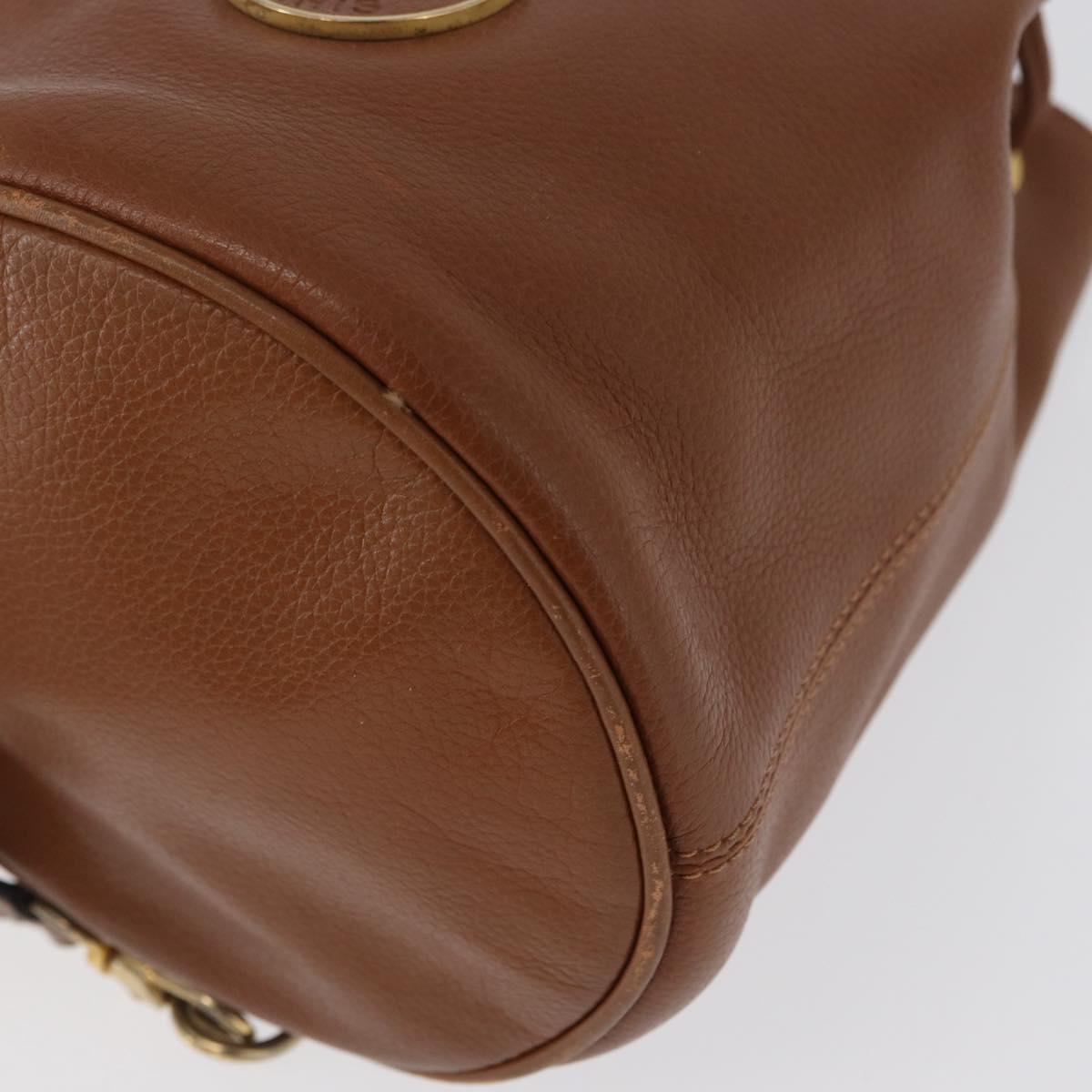 CELINE Body Bag Leather Brown Gold Auth bs33578