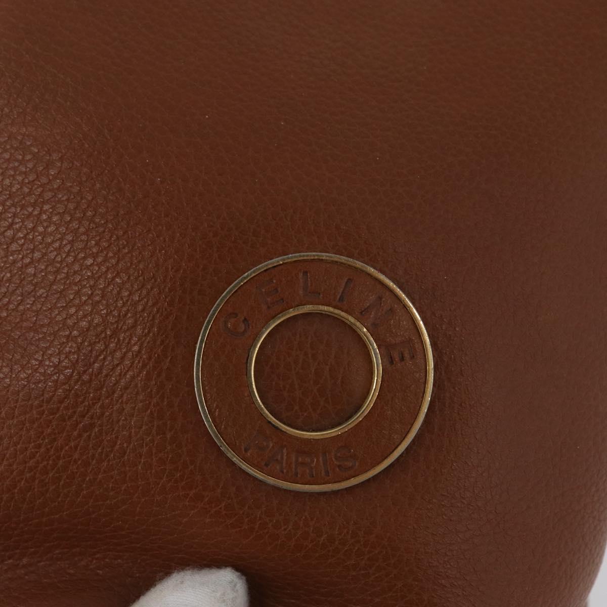CELINE Body Bag Leather Brown Gold Auth bs33578