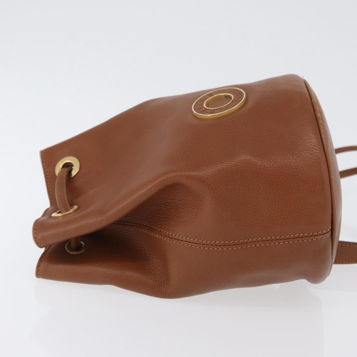 CELINE Body Bag Leather Brown Gold Auth bs33578
