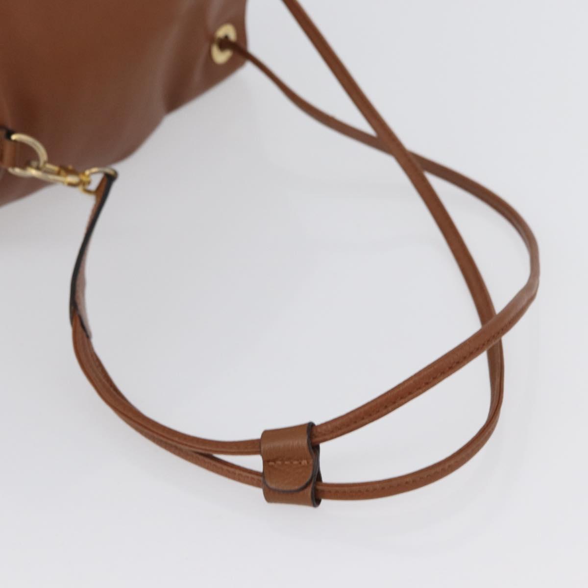 CELINE Body Bag Leather Brown Gold Auth bs33578