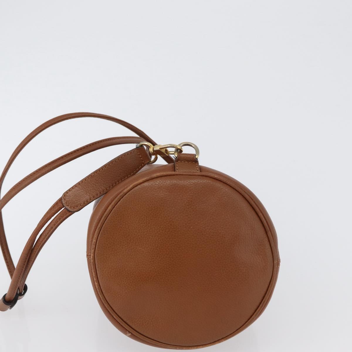 CELINE Body Bag Leather Brown Gold Auth bs33578