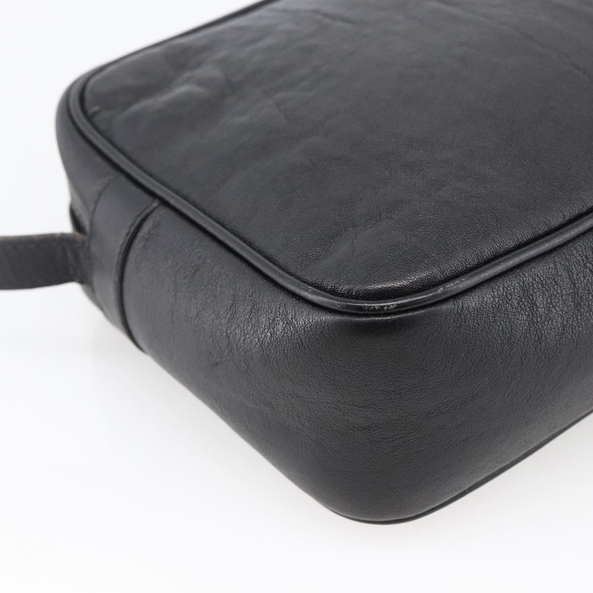 CELINE Shoulder Bag Leather Black Gold Auth bs33579
