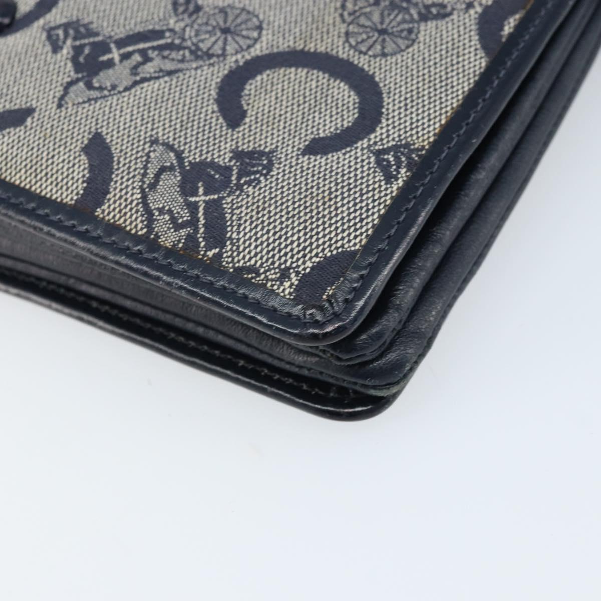 CELINE C Macadam Canvas Shoulder Bag Navy Gold Auth bs33582