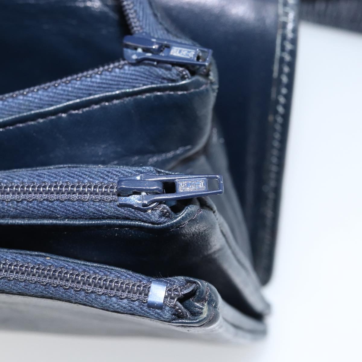 CELINE C Macadam Canvas Shoulder Bag Navy Gold Auth bs33582