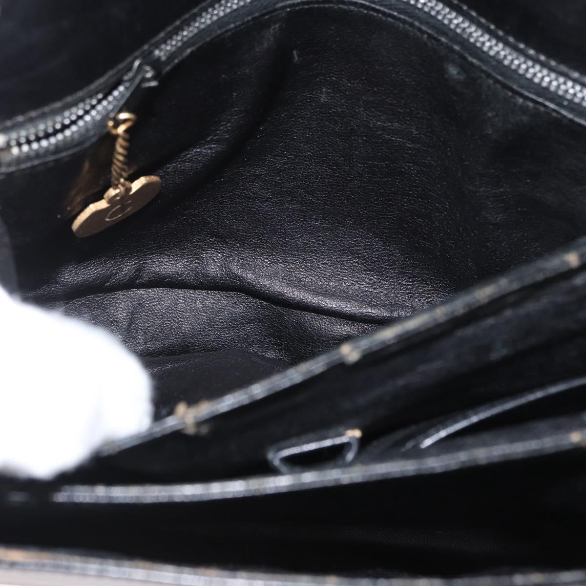 CELINE Horse Carriage Shoulder Bag Leather Black Gold Auth bs33584