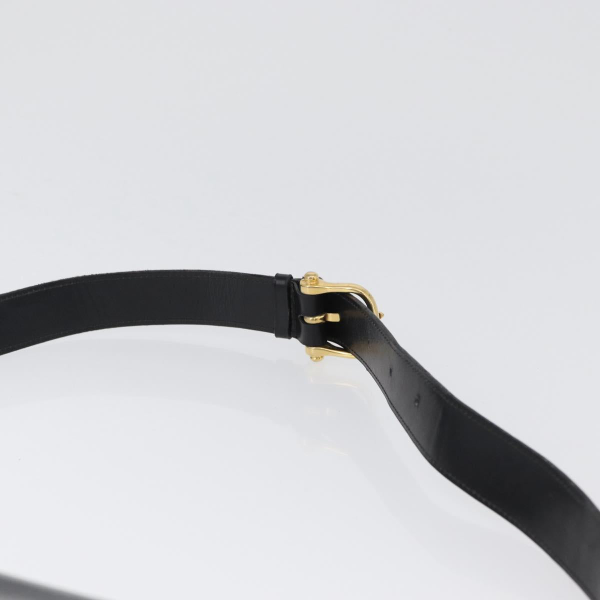 CELINE Horse Carriage Shoulder Bag Leather Black Gold Auth bs33584