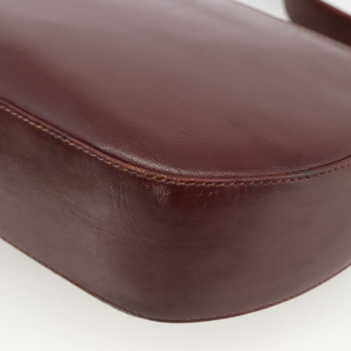 CARTIER Must Line Shoulder Bag Leather Bordeaux Gold Auth bs33585