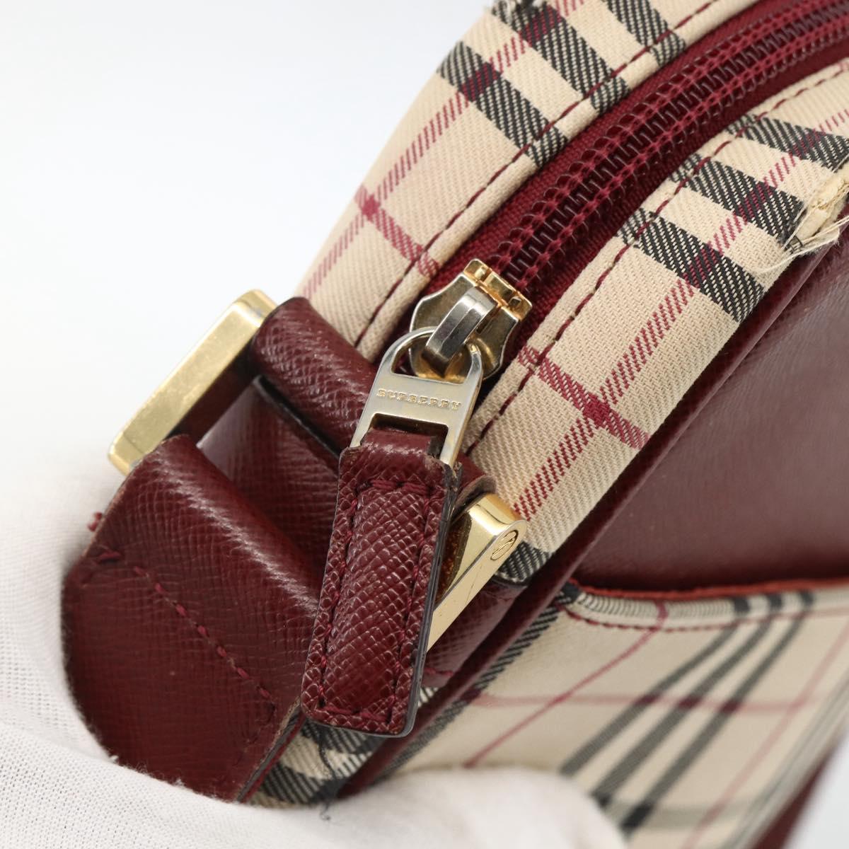 BURBERRY Nova Check Shoulder Bag Canvas Beige Gold Auth bs33586