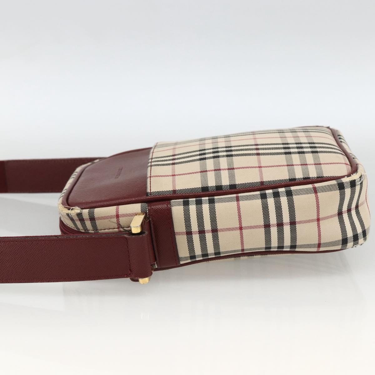 BURBERRY Nova Check Shoulder Bag Canvas Beige Gold Auth bs33586