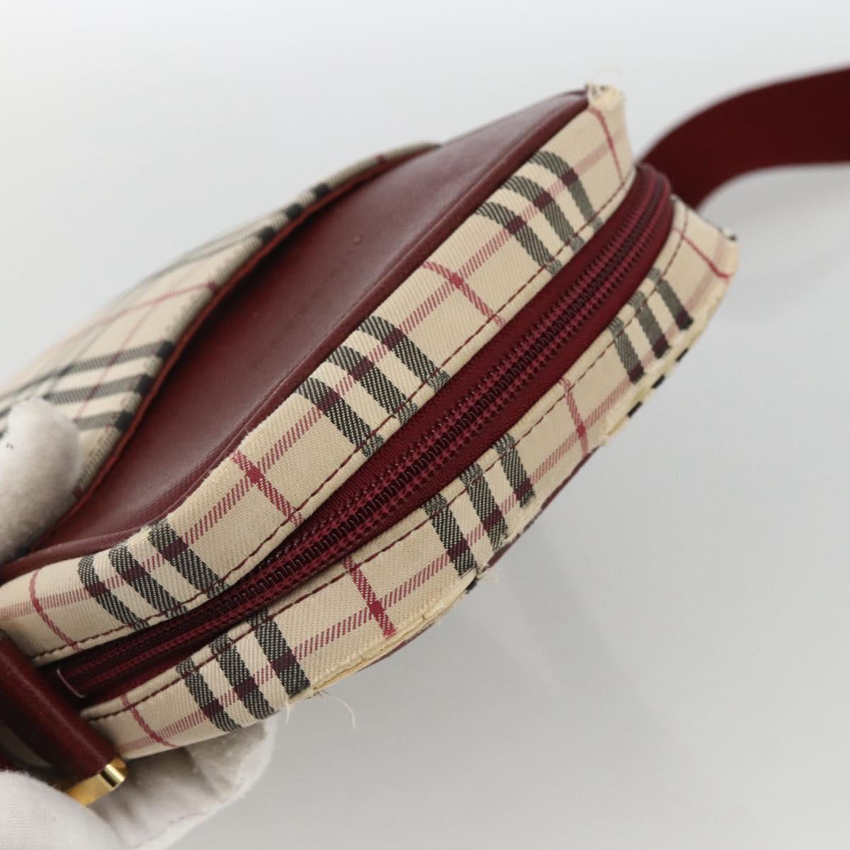 BURBERRY Nova Check Shoulder Bag Canvas Beige Gold Auth bs33586