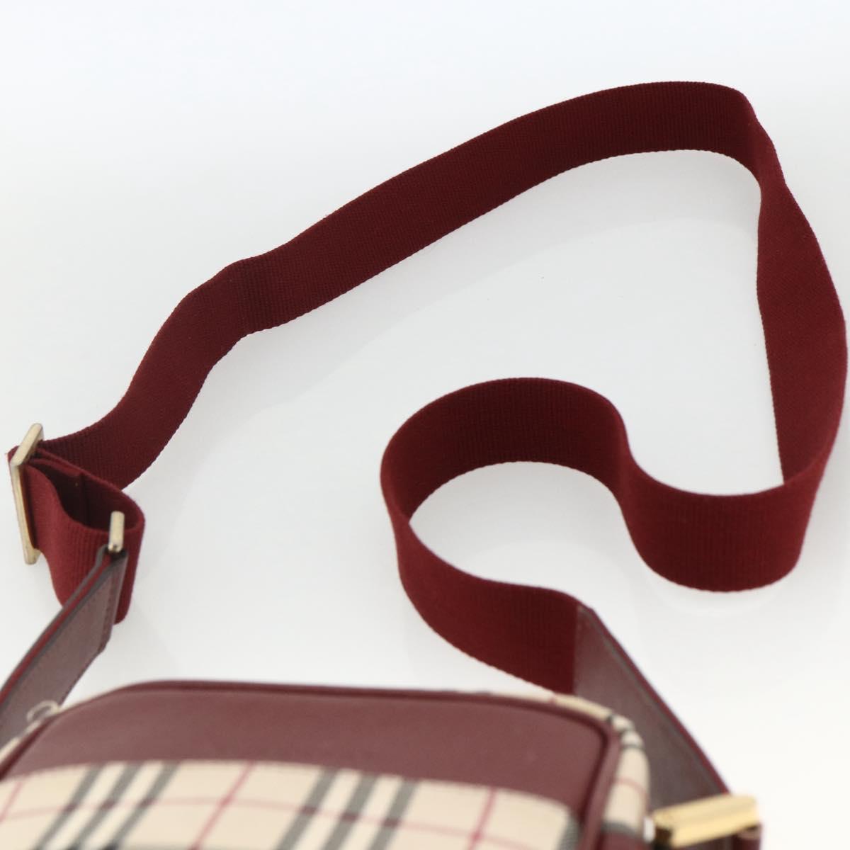 BURBERRY Nova Check Shoulder Bag Canvas Beige Gold Auth bs33586