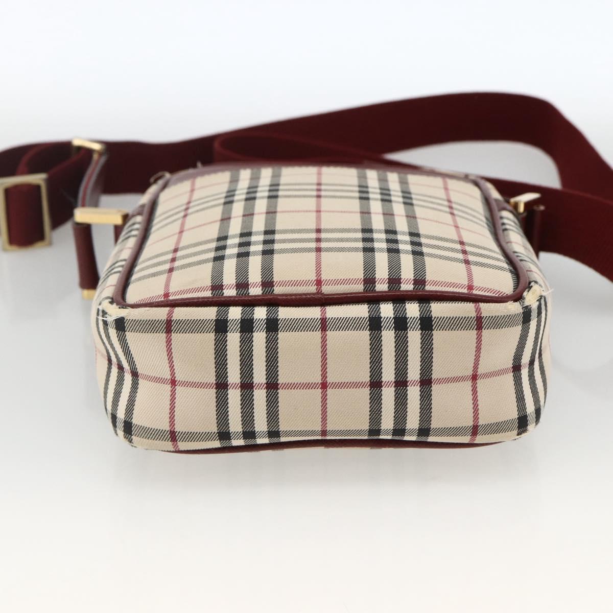 BURBERRY Nova Check Shoulder Bag Canvas Beige Gold Auth bs33586