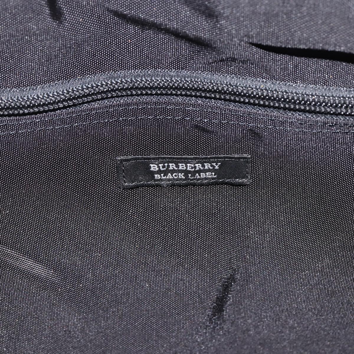 BURBERRY Nova Check Black label Hand Bag Nylon Silver Black Auth bs33588