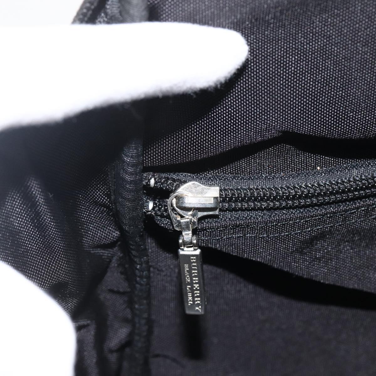 BURBERRY Nova Check Black label Hand Bag Nylon Silver Black Auth bs33588