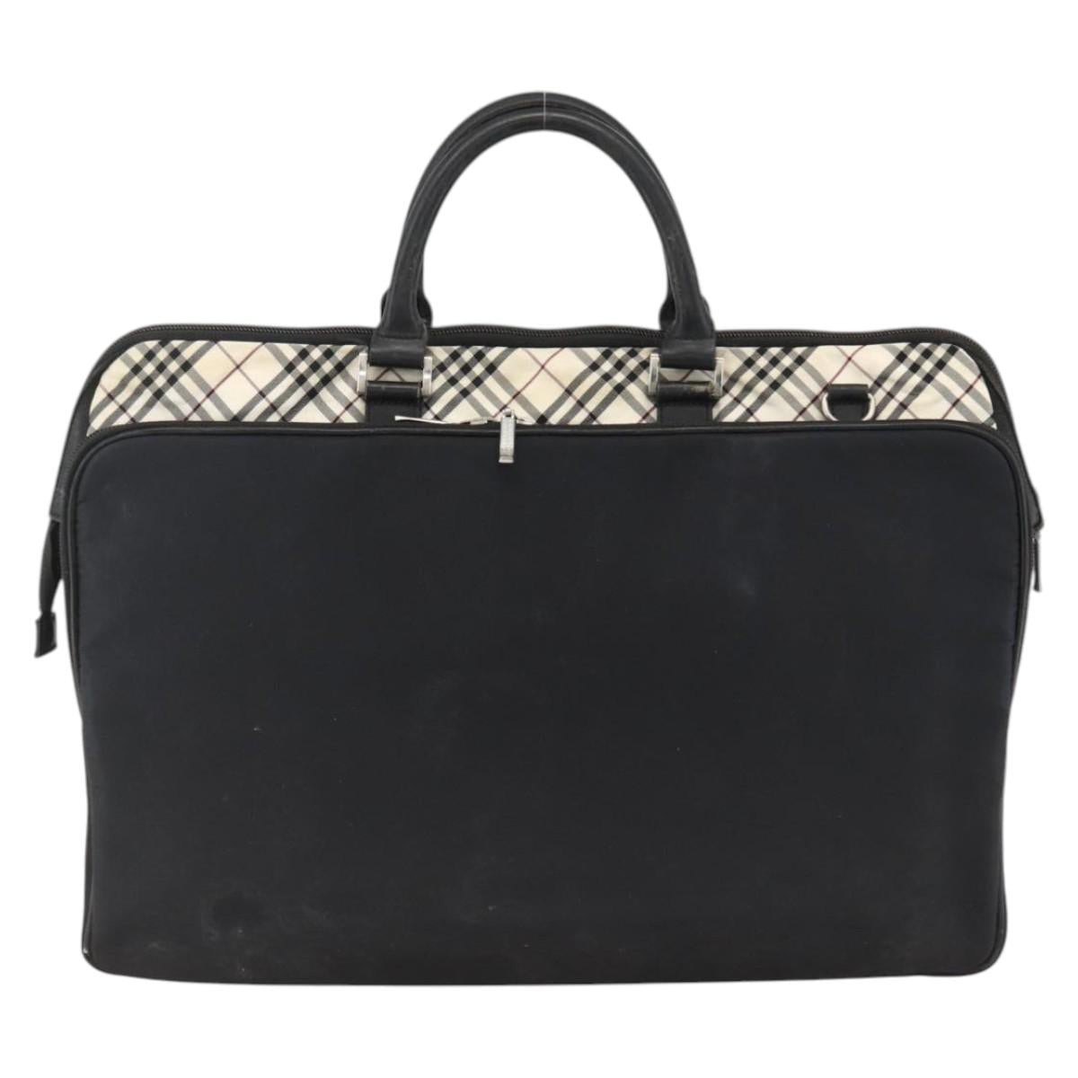 BURBERRY Nova Check Black label Hand Bag Nylon Silver Black Auth bs33588