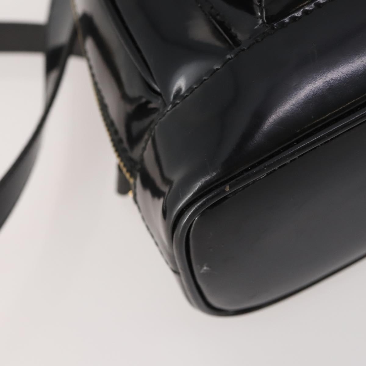 GUCCI Bamboo Body Bag Patent leather Black Gold Auth bs33591