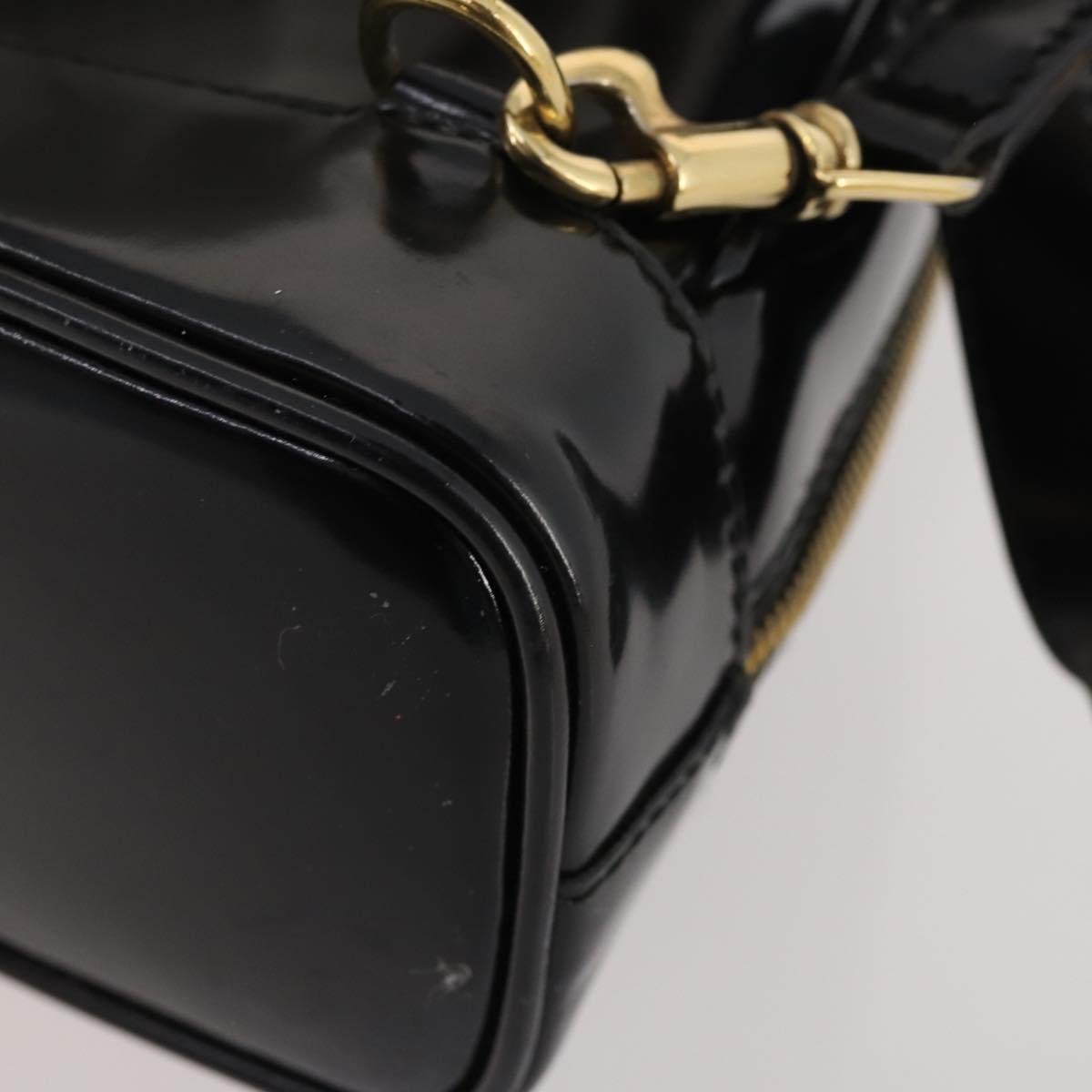 GUCCI Bamboo Body Bag Patent leather Black Gold Auth bs33591