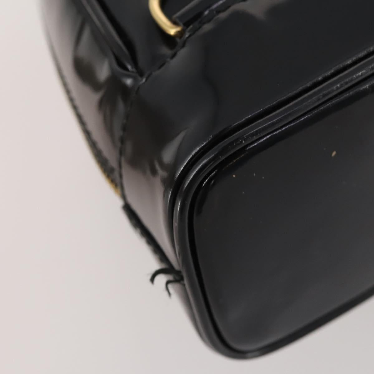 GUCCI Bamboo Body Bag Patent leather Black Gold Auth bs33591