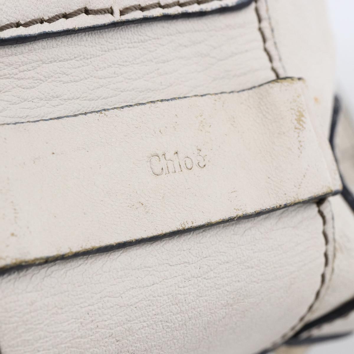 Chloe Hand Bag Leather White Silver Auth bs33592