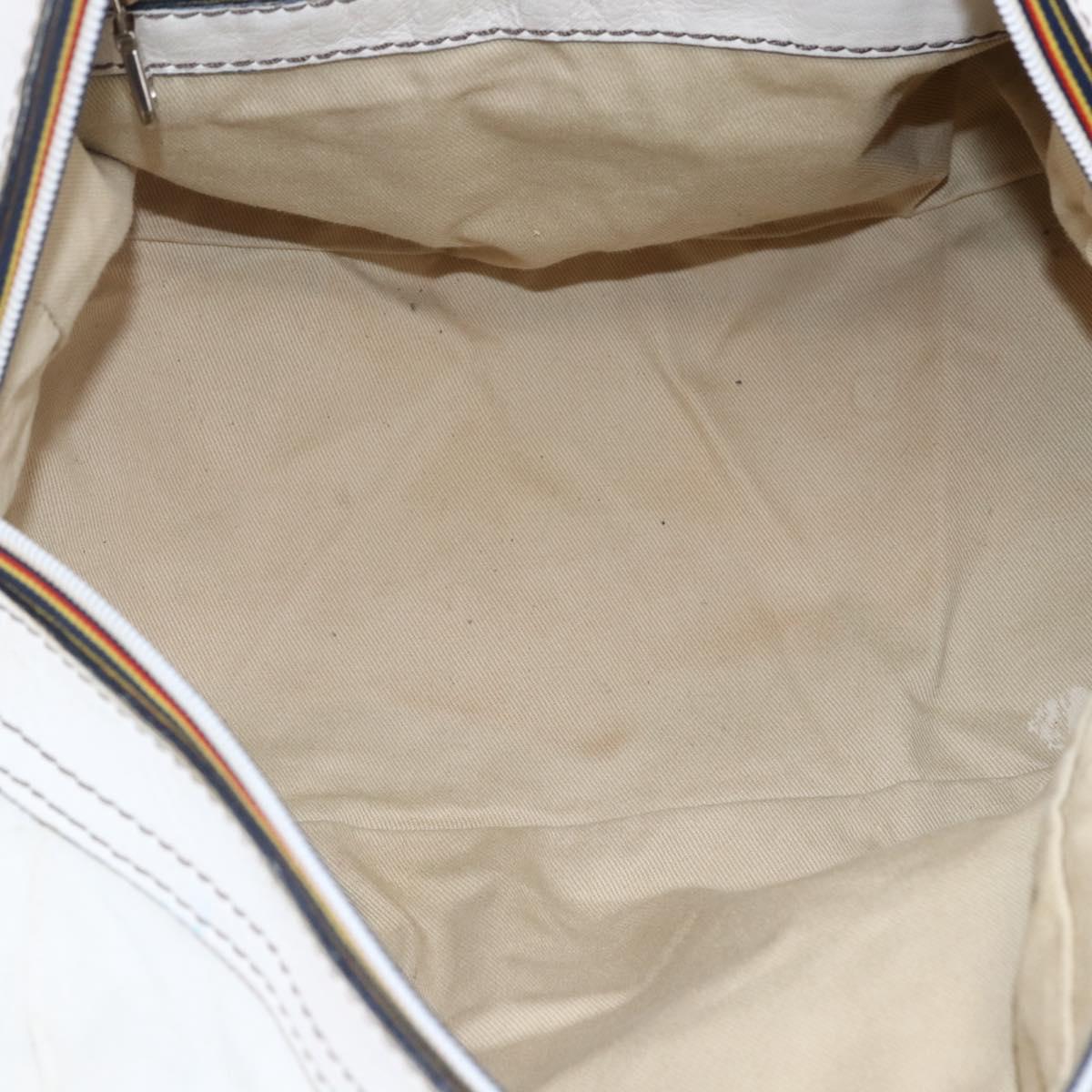 Chloe Hand Bag Leather White Silver Auth bs33592