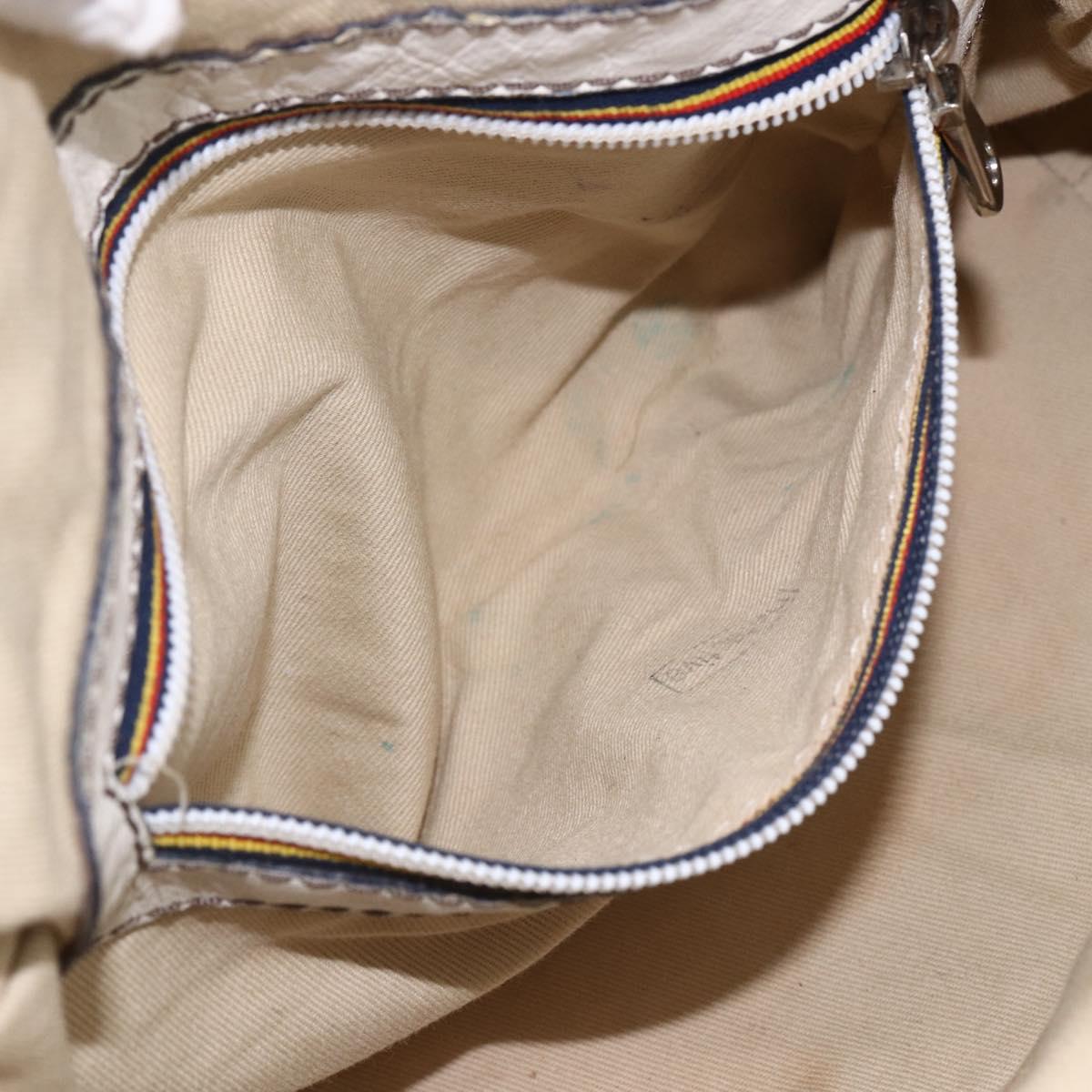 Chloe Hand Bag Leather White Silver Auth bs33592