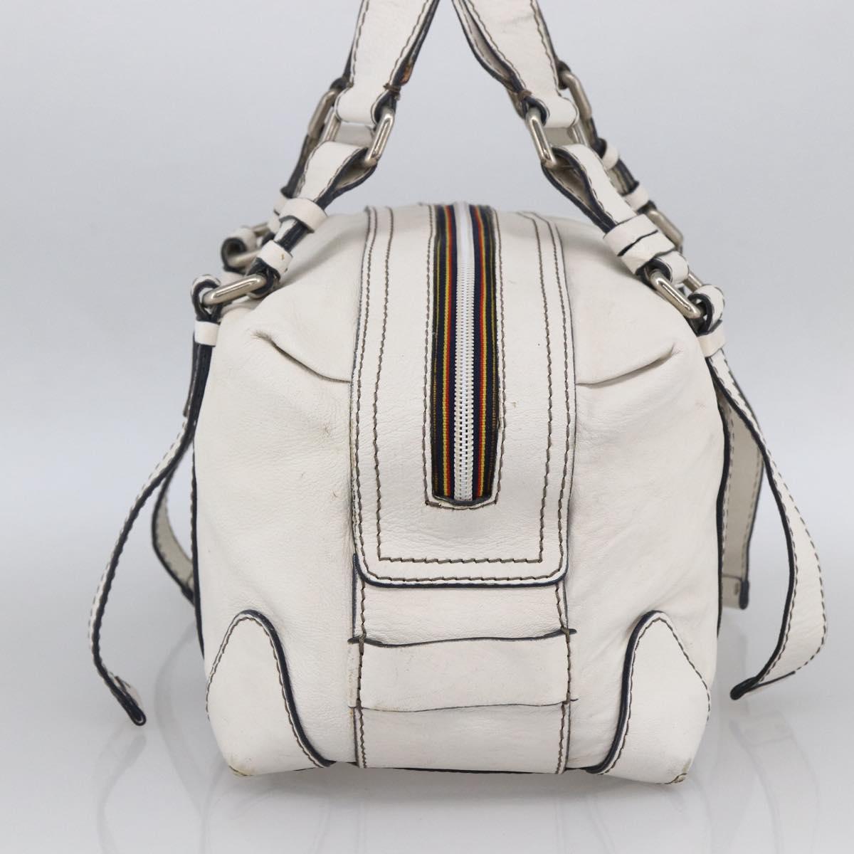 Chloe Hand Bag Leather White Silver Auth bs33592