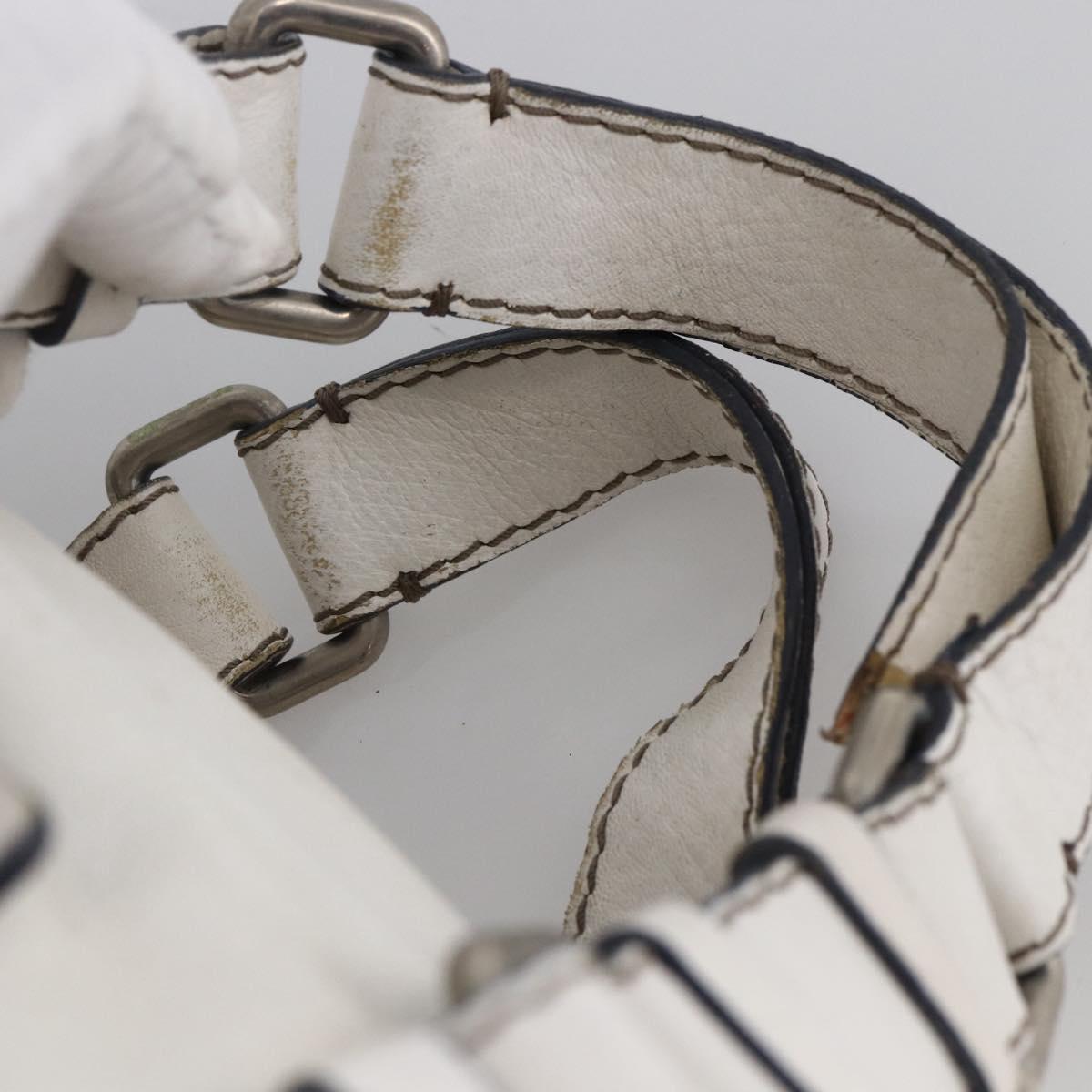 Chloe Hand Bag Leather White Silver Auth bs33592