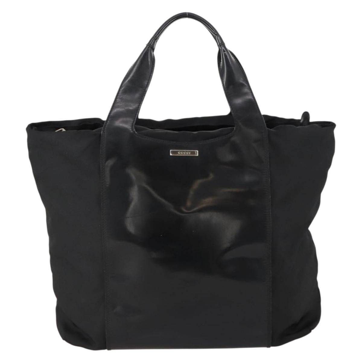 GUCCI Boston Bag Nylon Black Silver 019 2855 0530 508 Auth bs33595