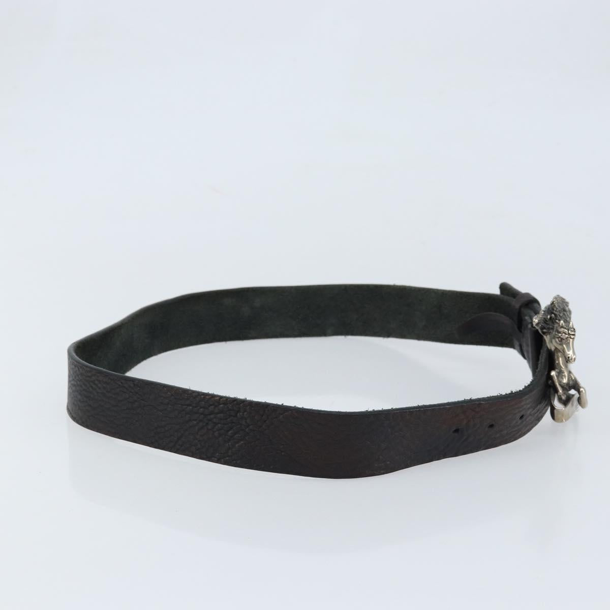 GUCCI Belt Leather 42.5"" Brown Silver 256262 Auth bs33597
