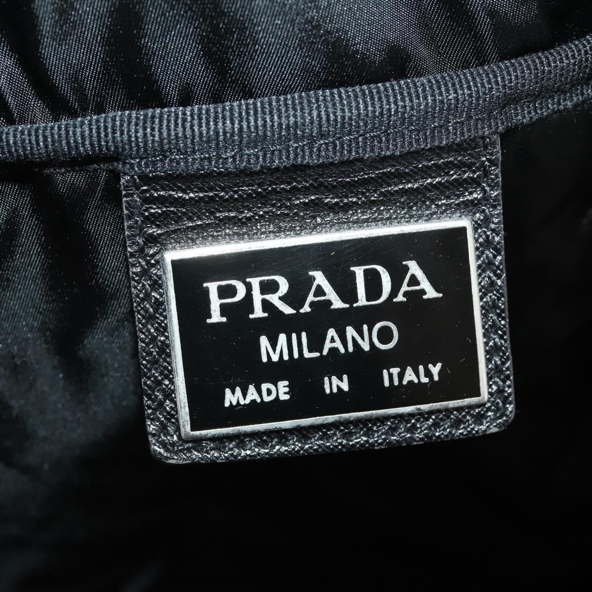 PRADA Boston Bag Nylon Black Silver Auth bs33603