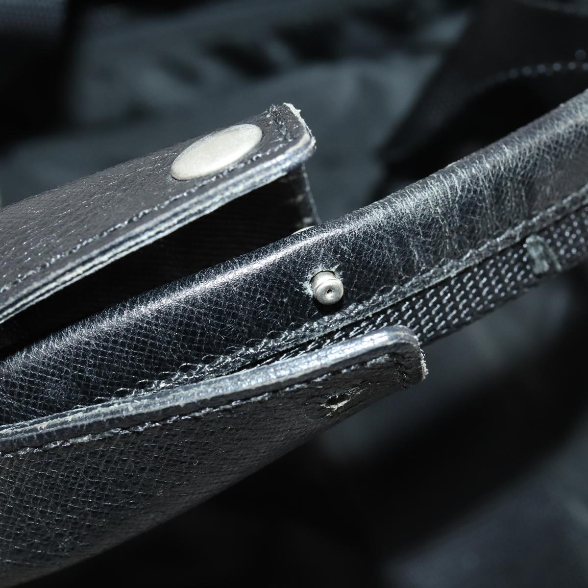 PRADA Boston Bag Nylon Black Silver Auth bs33603