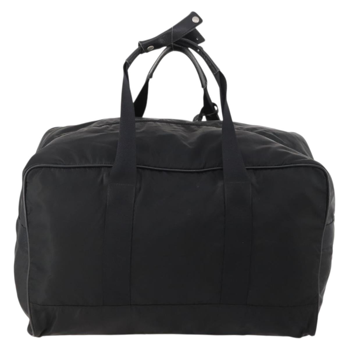 PRADA Boston Bag Nylon Black Silver Auth bs33603