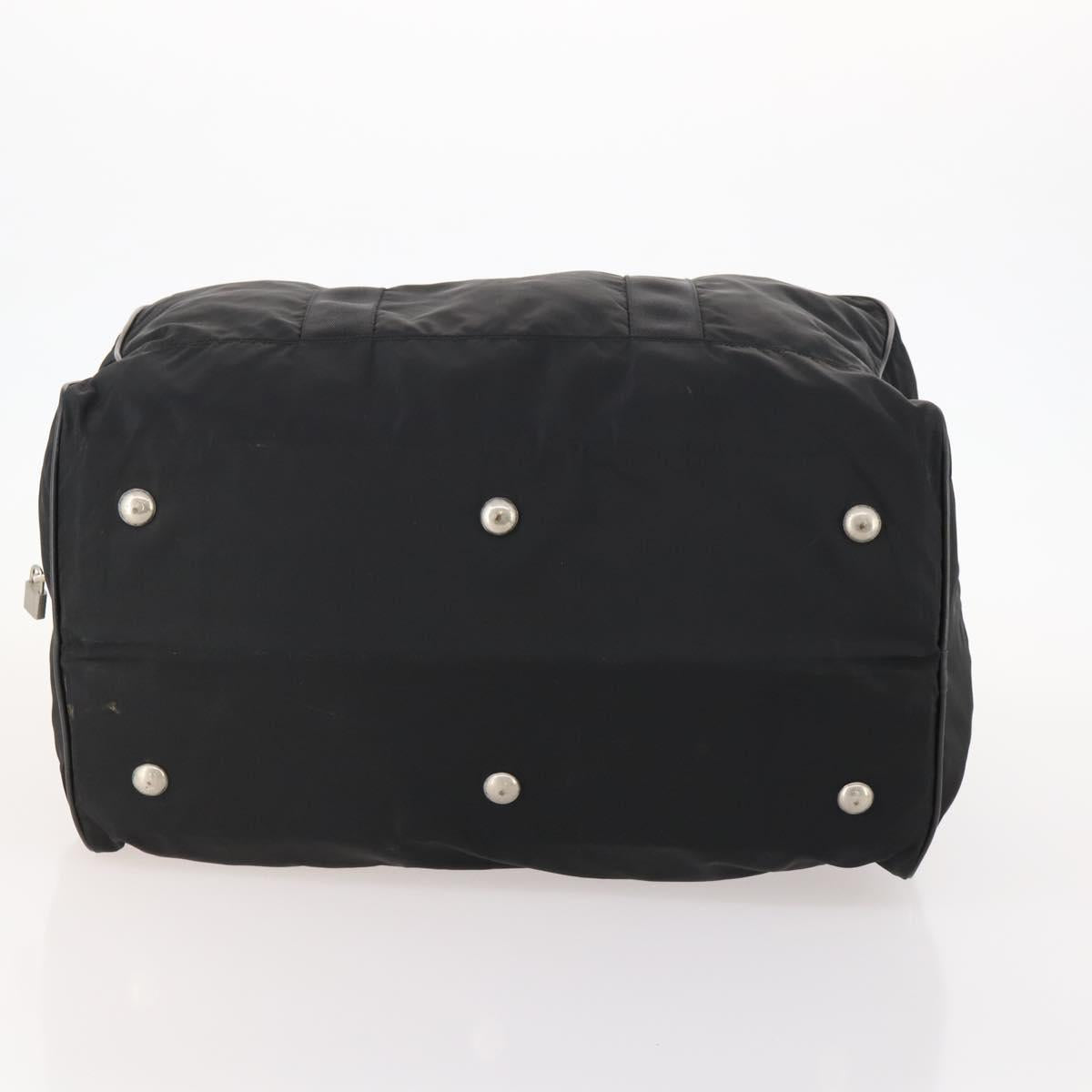 PRADA Boston Bag Nylon Black Silver Auth bs33603