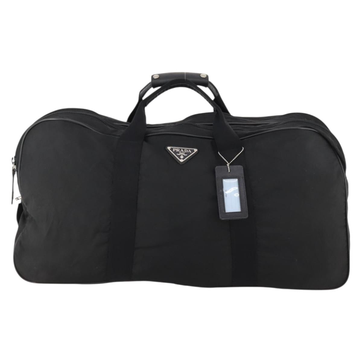 PRADA Boston Bag Nylon Black Silver Auth bs33605