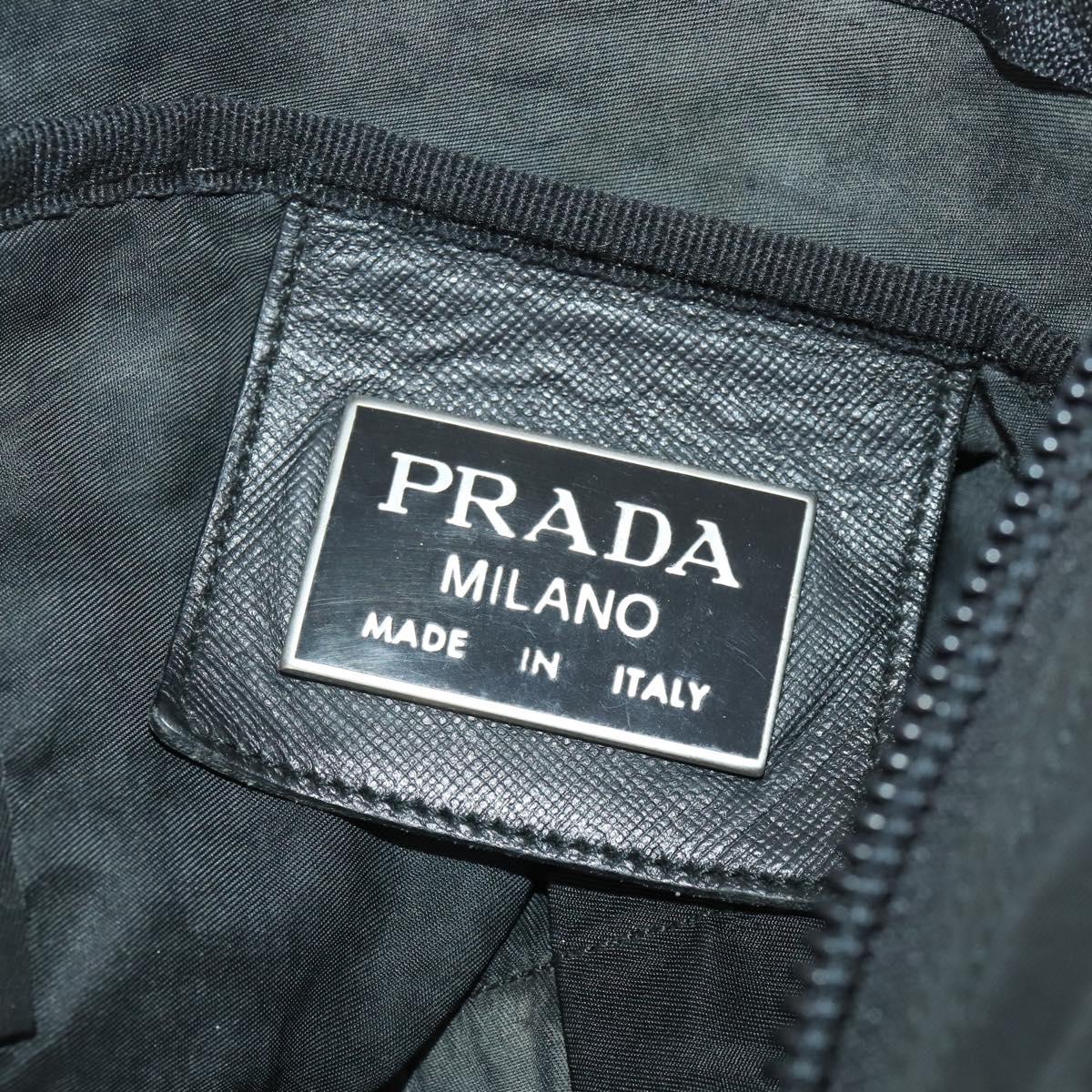 PRADA Boston Bag Nylon Black Silver Auth bs33605