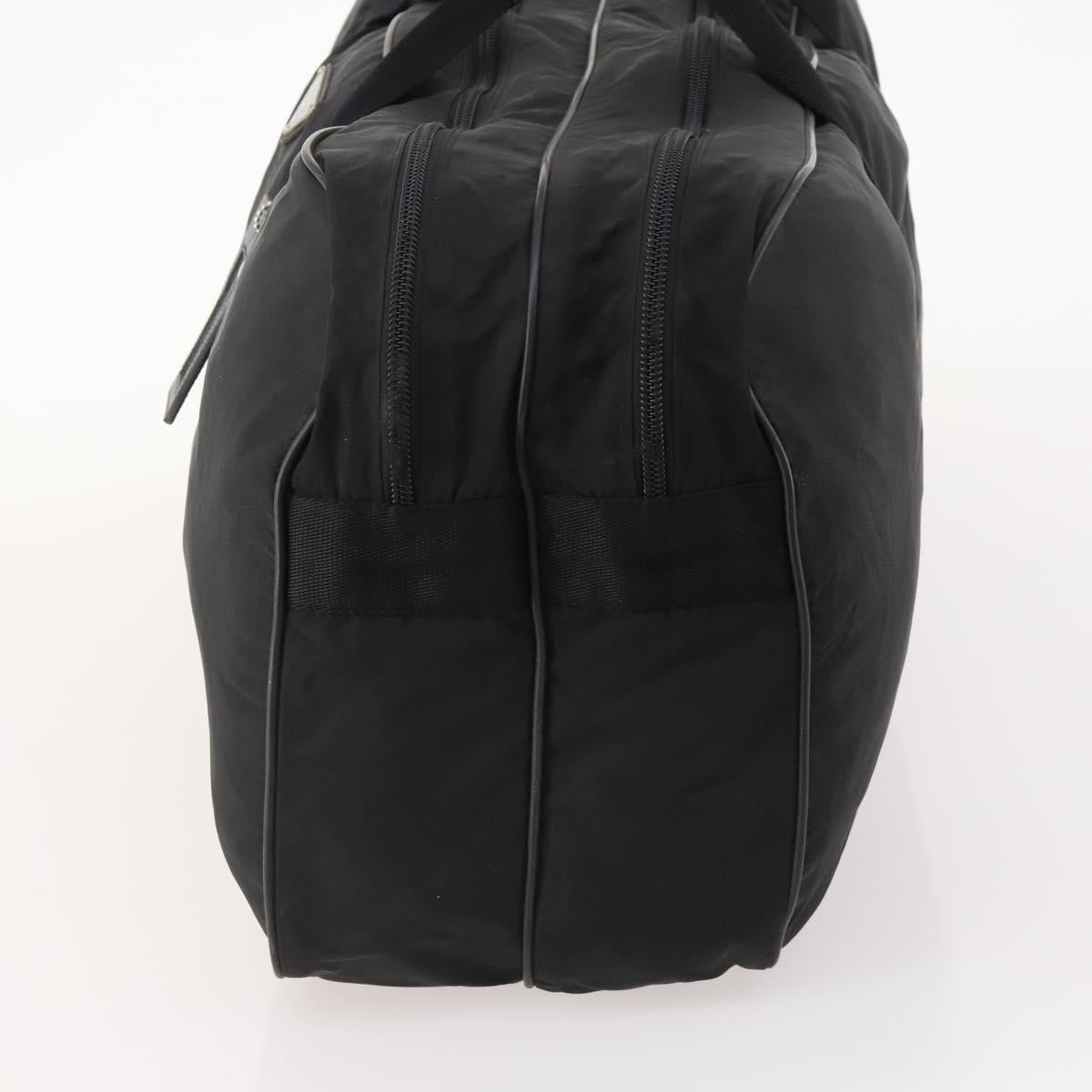 PRADA Boston Bag Nylon Black Silver Auth bs33605