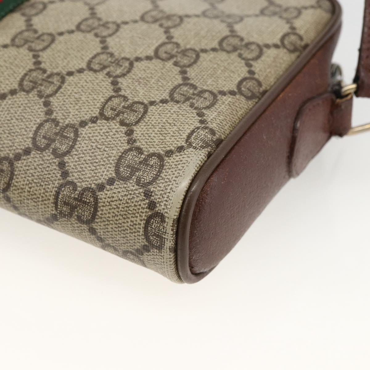 GUCCI GG Supreme Web Sherry Line Bag PVC Beige Gold 89 02 055 Auth bs33607