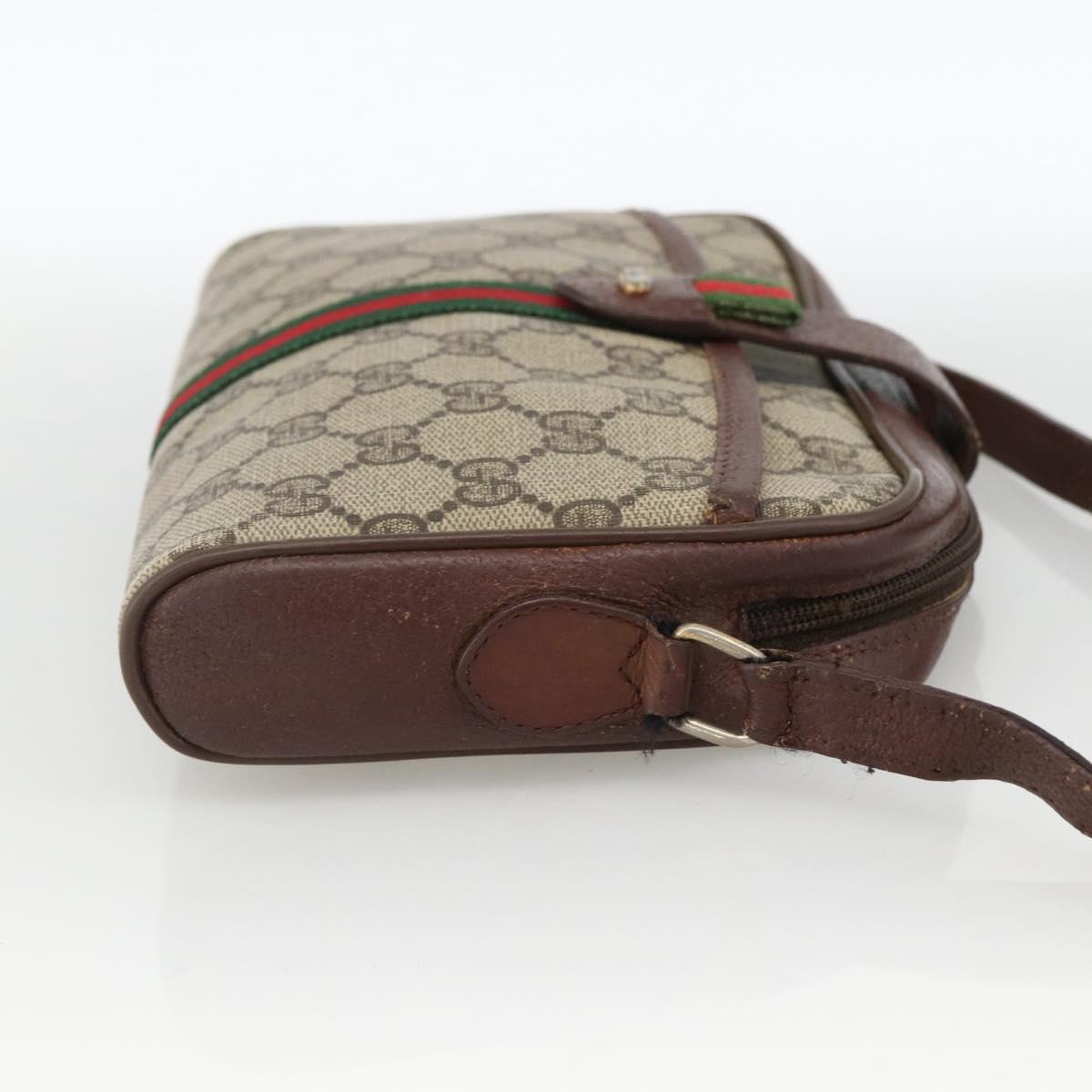 GUCCI GG Supreme Web Sherry Line Bag PVC Beige Gold 89 02 055 Auth bs33607