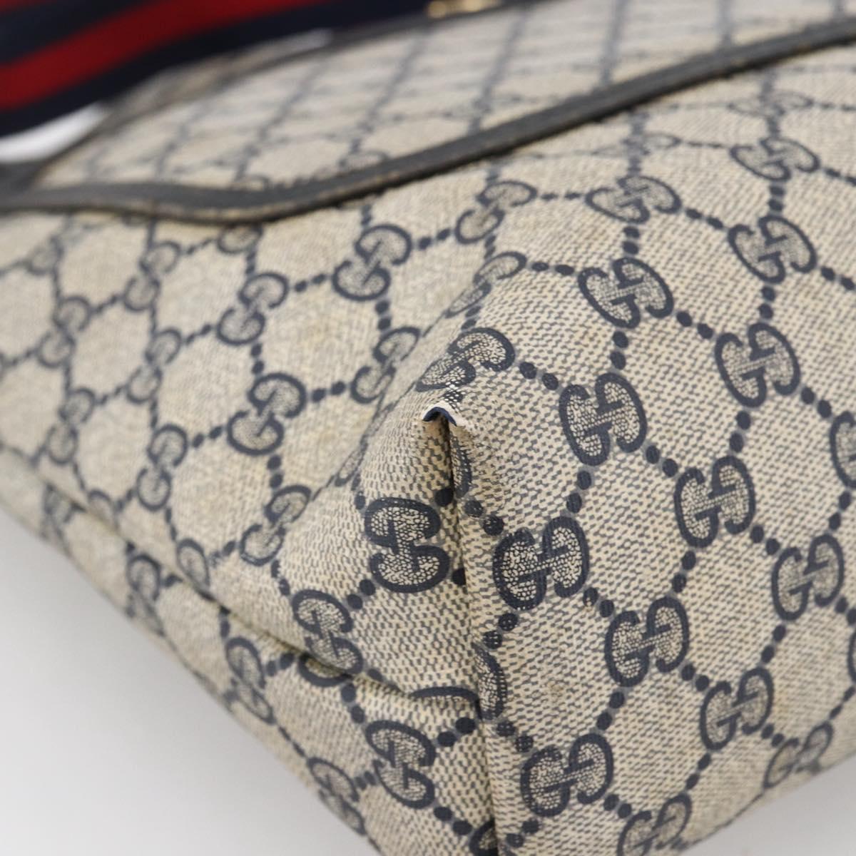 GUCCI GG Supreme Sherry Line Tote Bag PVC Navy Gold 120 02 003 Auth bs33609
