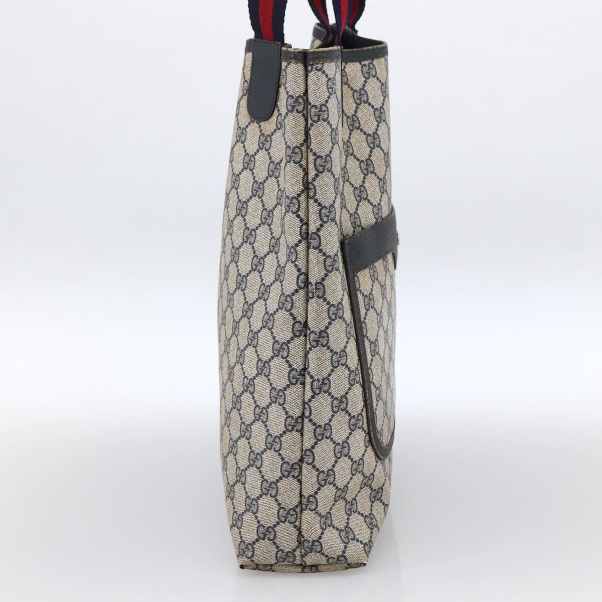 GUCCI GG Supreme Sherry Line Tote Bag PVC Navy Gold 120 02 003 Auth bs33609
