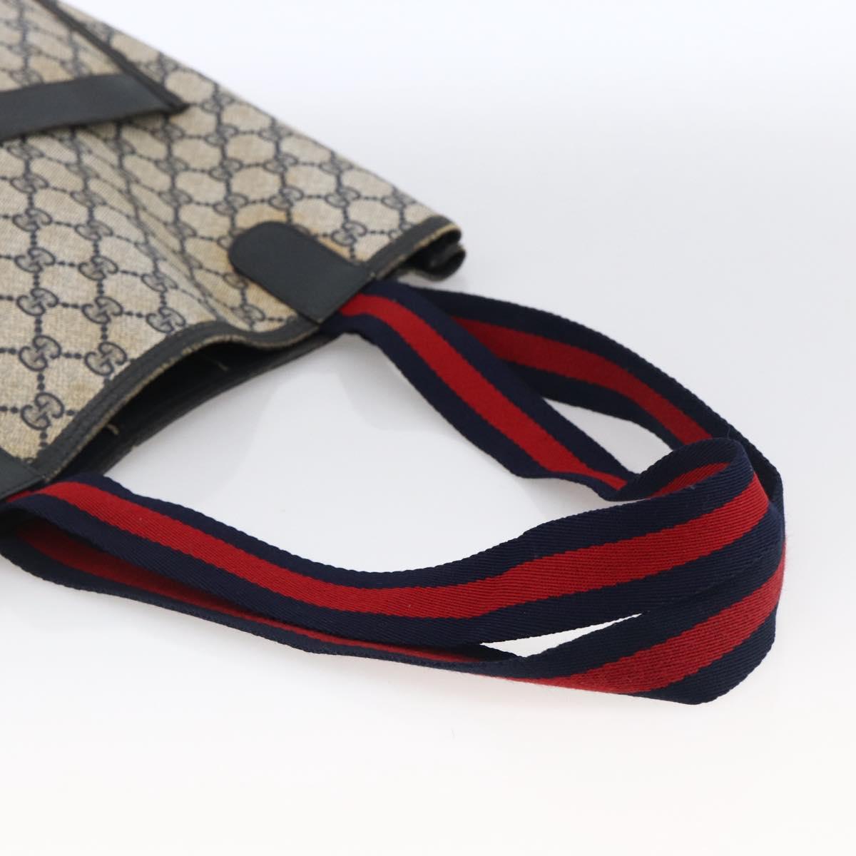 GUCCI GG Supreme Sherry Line Tote Bag PVC Navy Gold 120 02 003 Auth bs33609