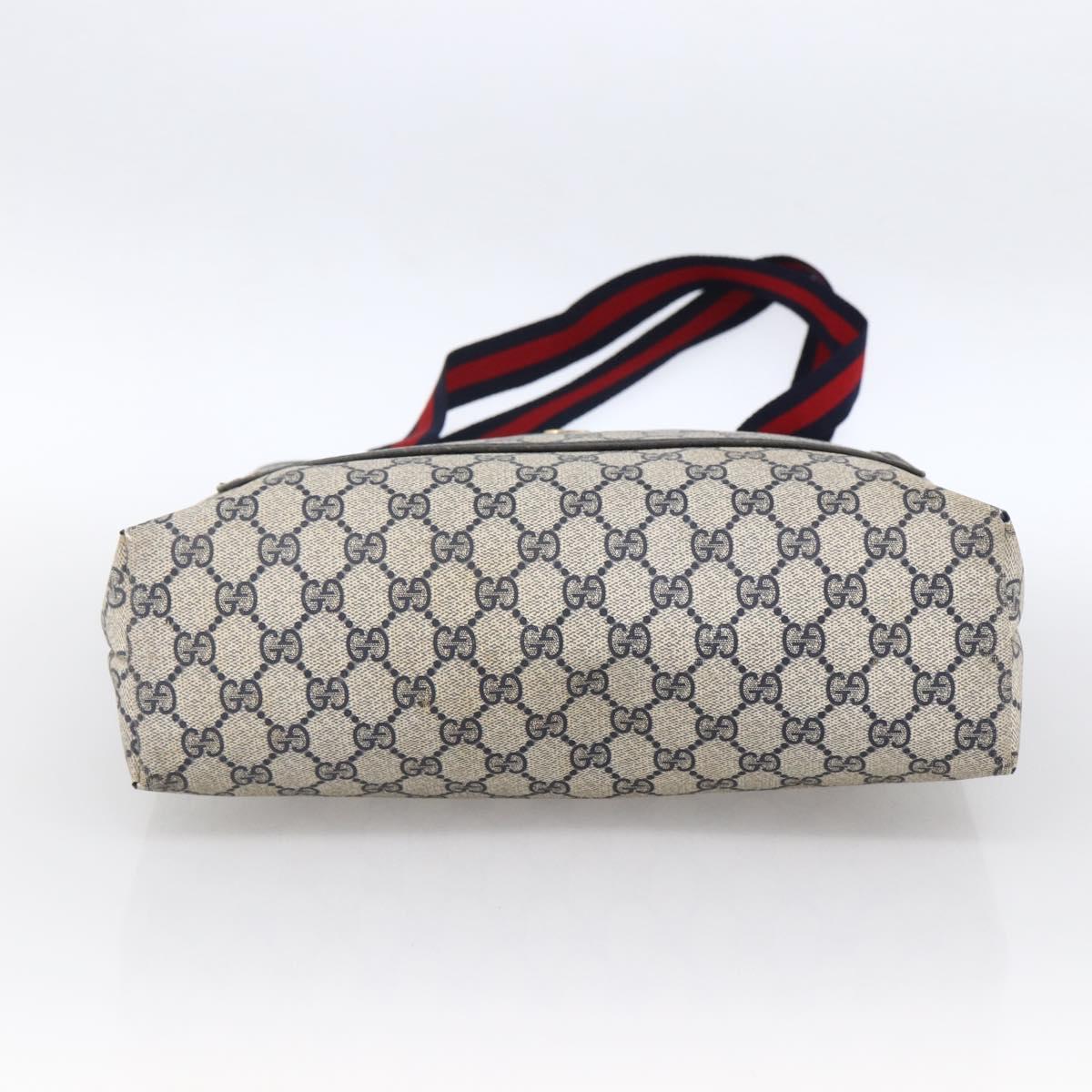 GUCCI GG Supreme Sherry Line Tote Bag PVC Navy Gold 120 02 003 Auth bs33609