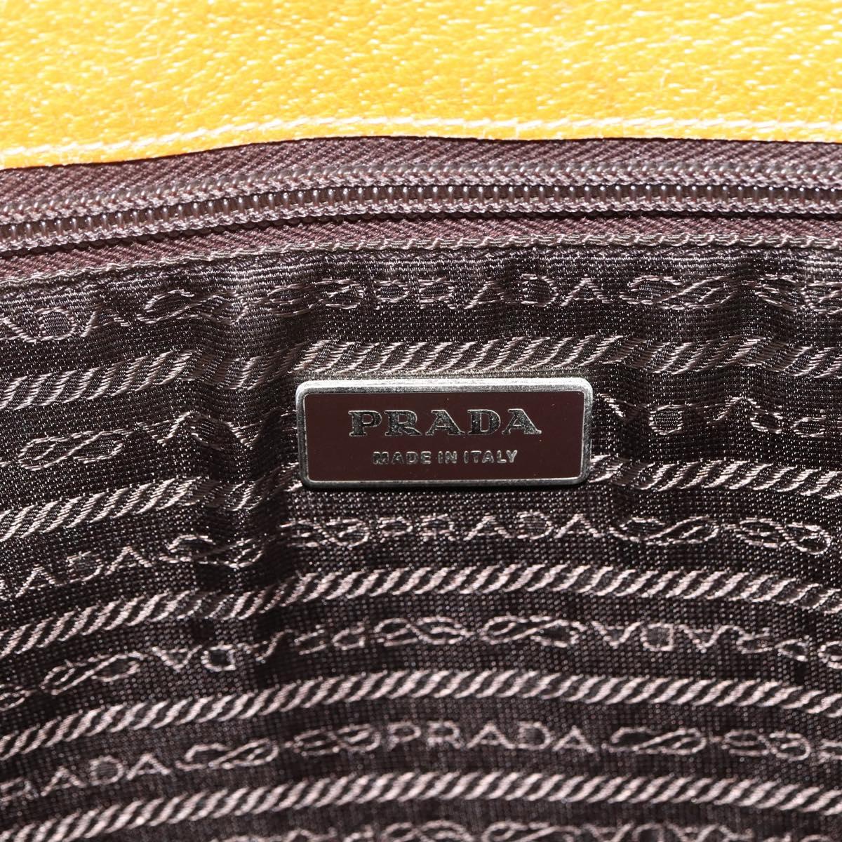 PRADA Hand Bag Canvas Beige Silver Auth bs33611