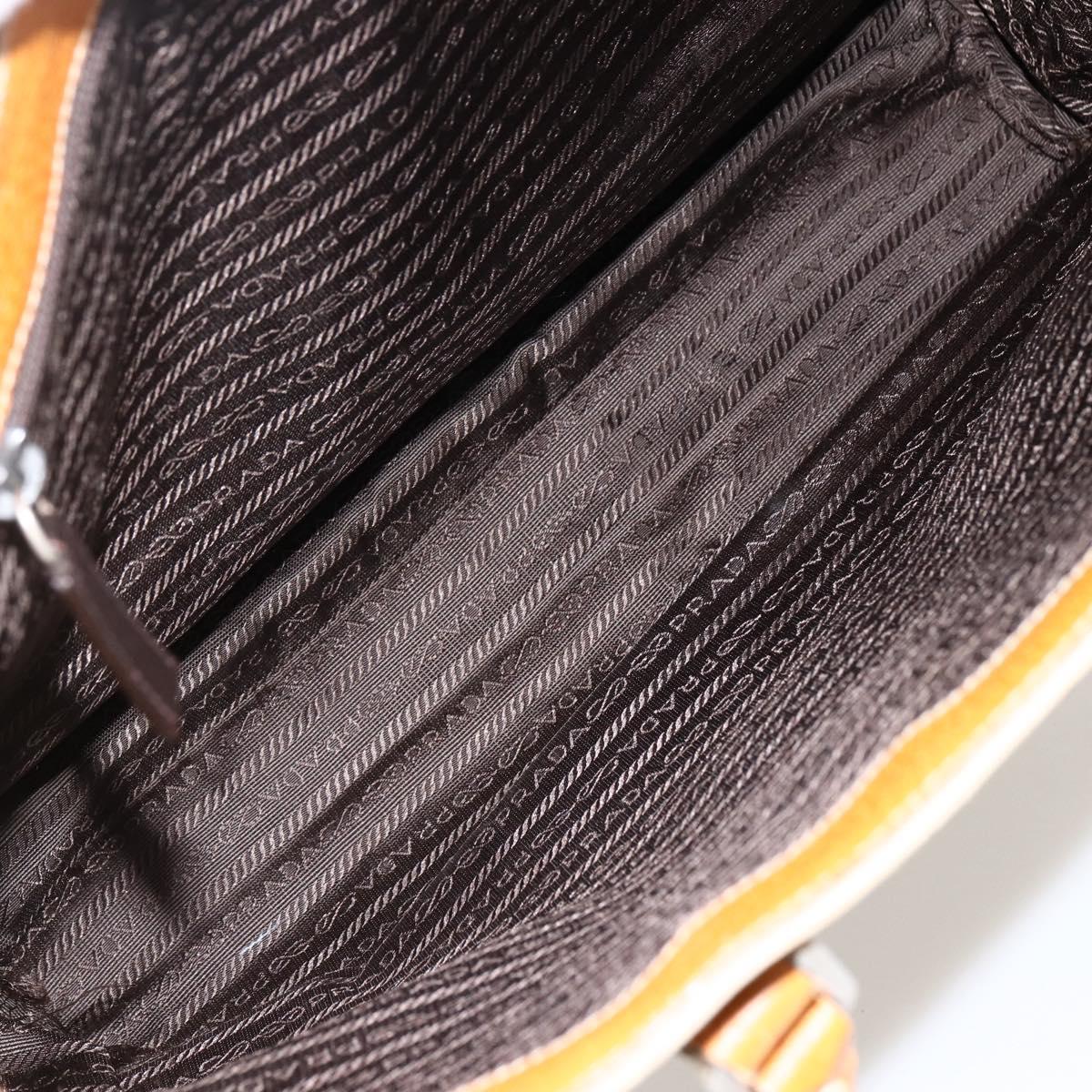 PRADA Hand Bag Canvas Beige Silver Auth bs33611