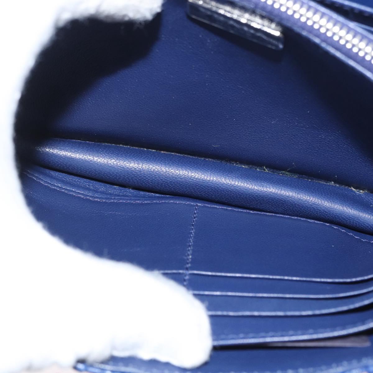 PRADA Shoulder Bag Leather Blue Silver Auth bs33613