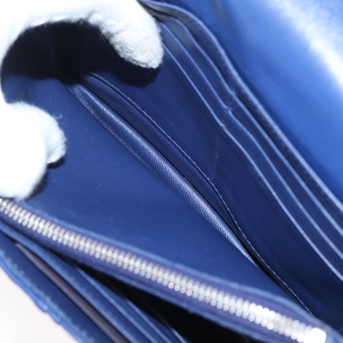 PRADA Shoulder Bag Leather Blue Silver Auth bs33613